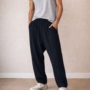 INTERNATIONAL MALE Black Airy Woven Gauze Deep Crotch Pants Size M NWT